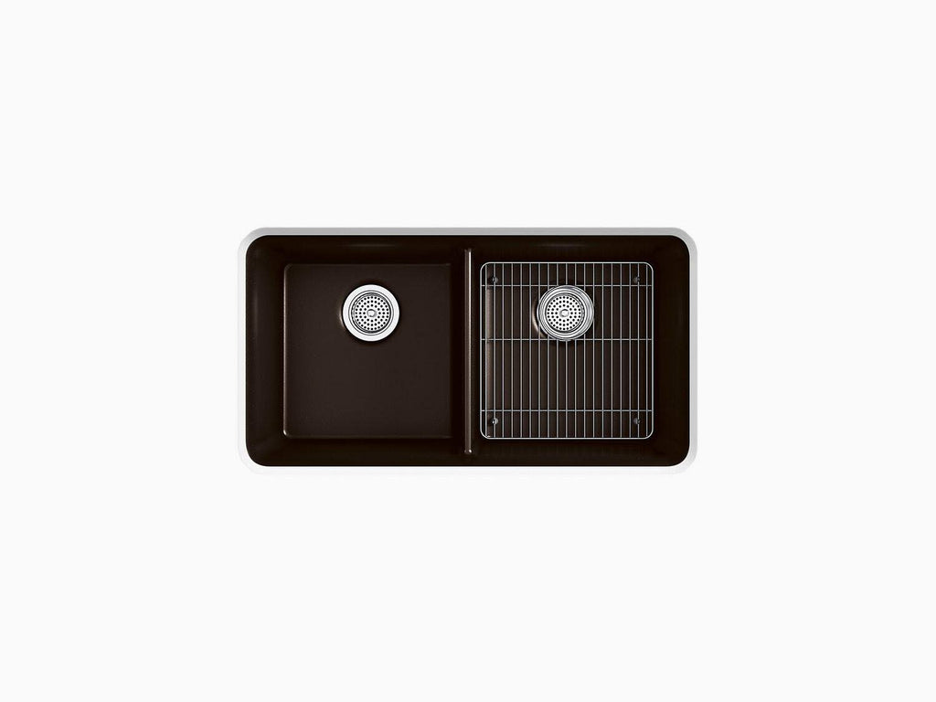 Matte Grey Undermount Double-Equal Kitchen Sink with Rack R170