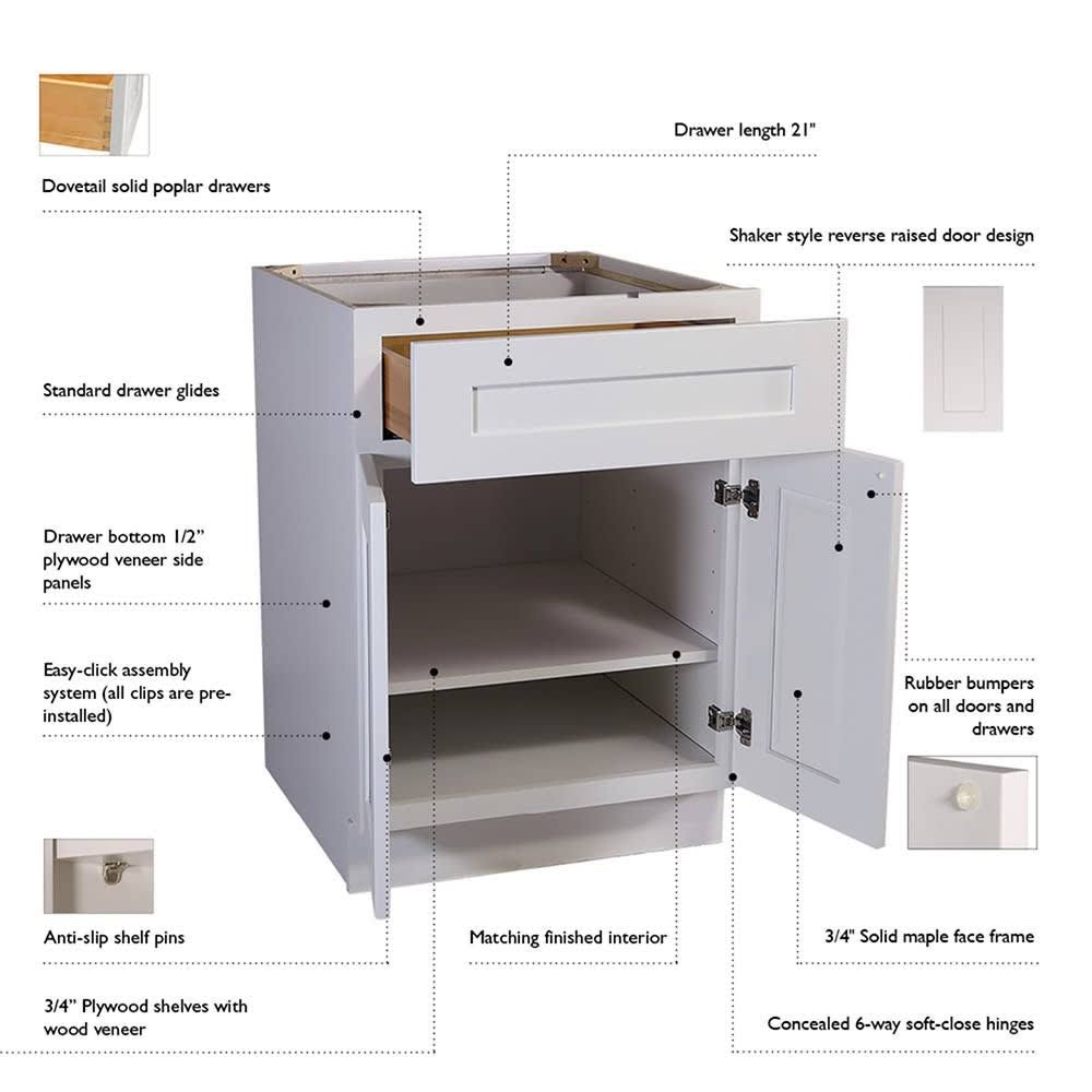 White Shaker Drawer Base Cabinet V97735