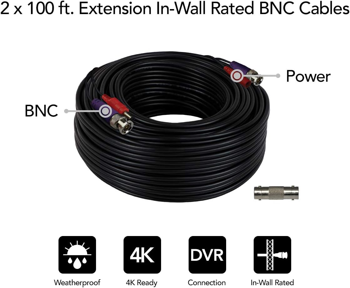 100 ft. in-Wall Rated Video/Power Camera Extension Cable with Extension Adapter (2-Pack) V17888