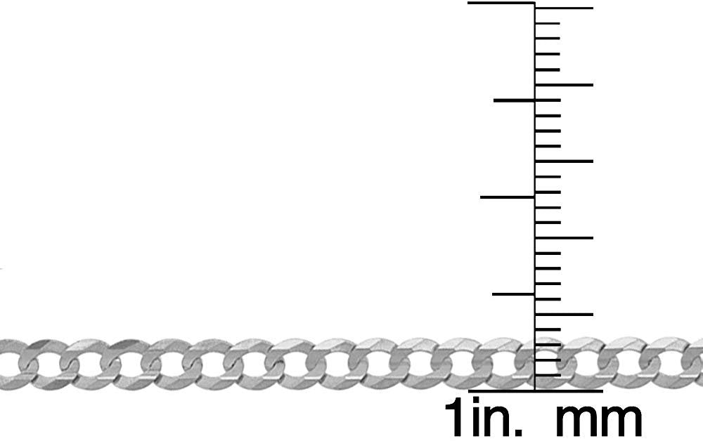 14K White Gold 3.5mm Solid Cuban Chain Necklace J727995