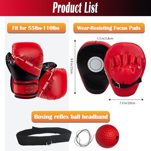 Kids Boxing Gloves and Punching Mitts Set with Reflex Ball Y2072