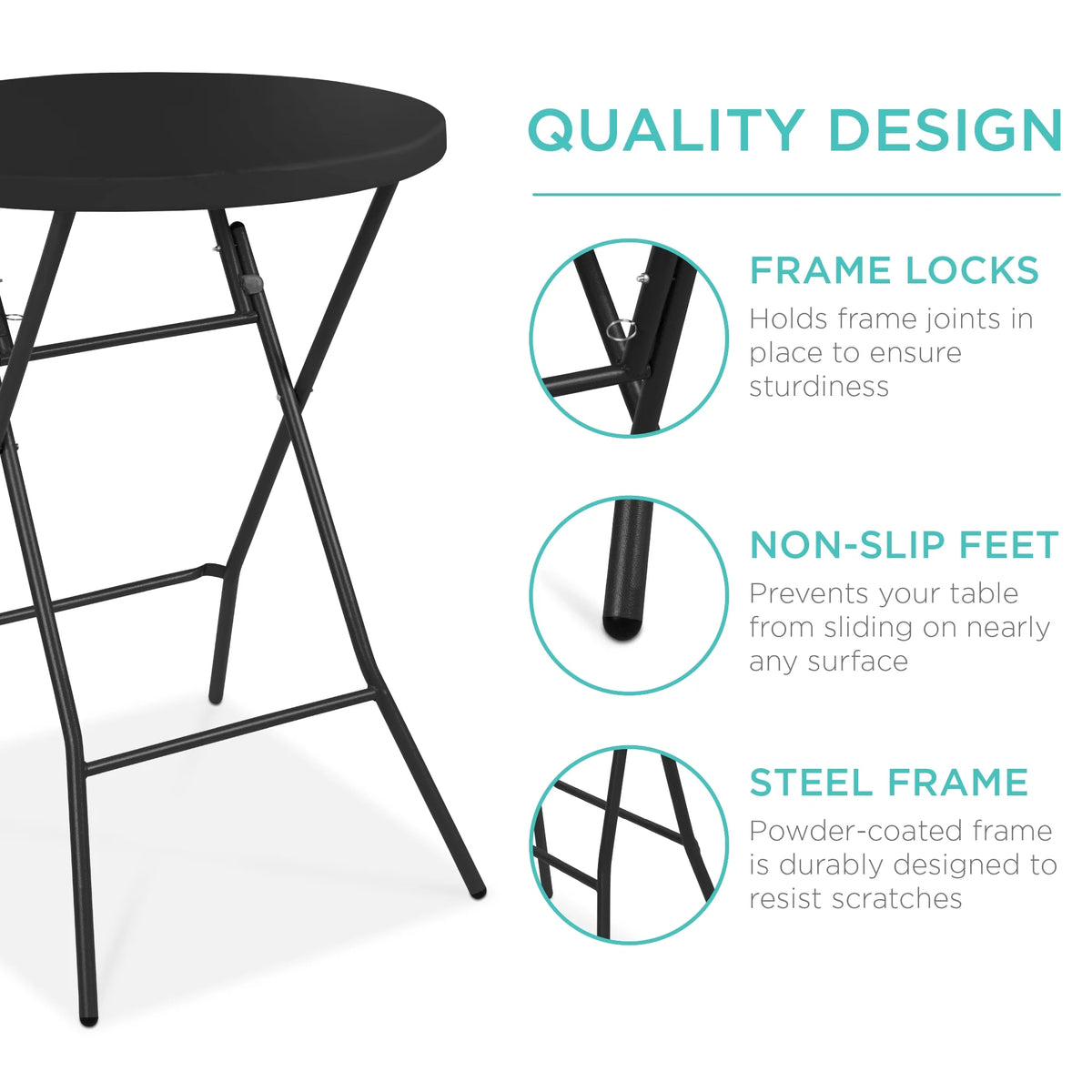 32in White Folding Bar Height Table G92733