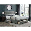 Grey Upholstered Platform Storage Bed Queen A9496