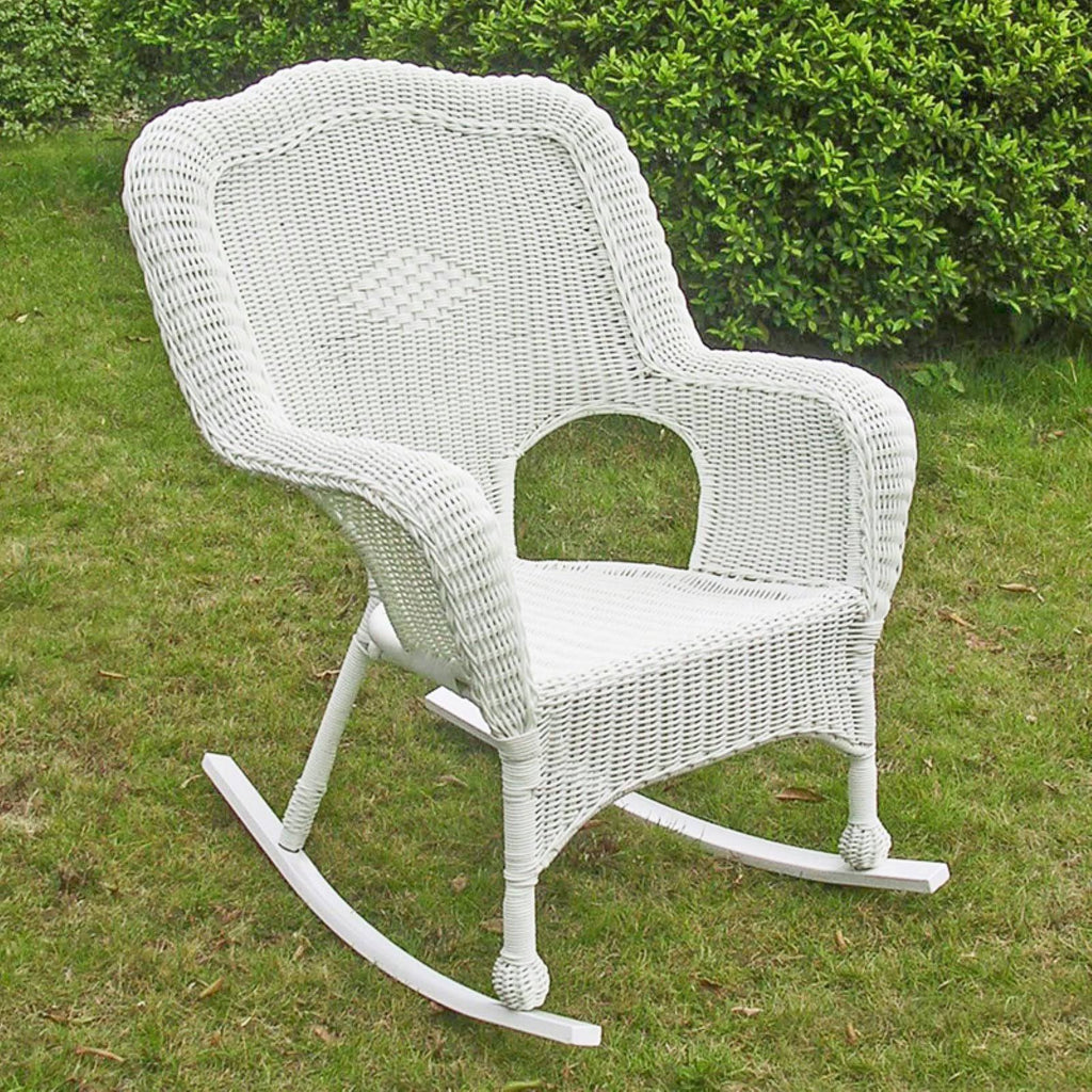 White Resin Wicker Rocker C763