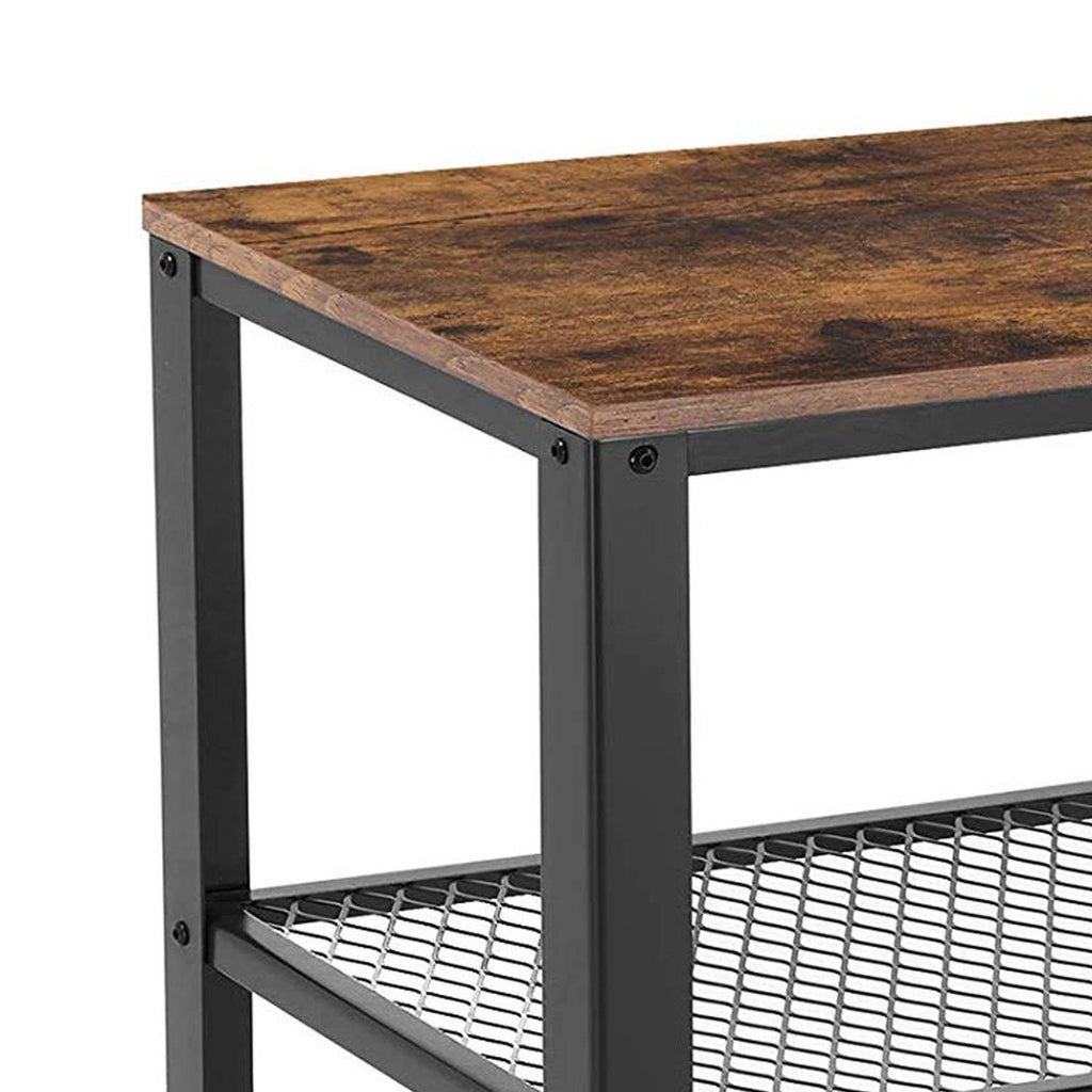 3 Tier Wooden Serving Cart with 2 Mesh Shelves Black and Brown E7650