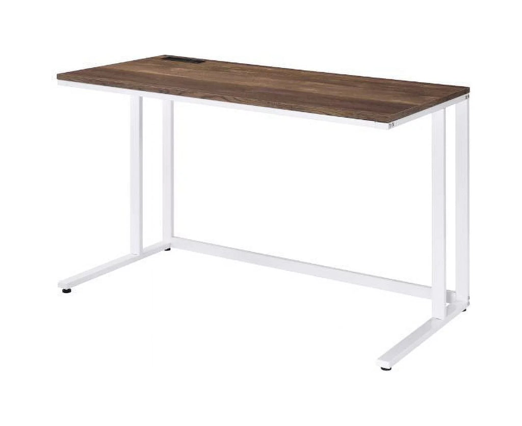 Walnut White Writing Desk with USB Port C962