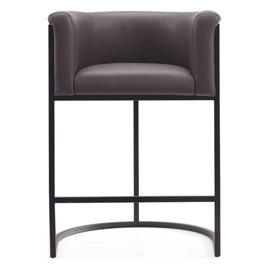 Pebble and Black Metal Counter Height Bar Stool (Set of 2) Y8131