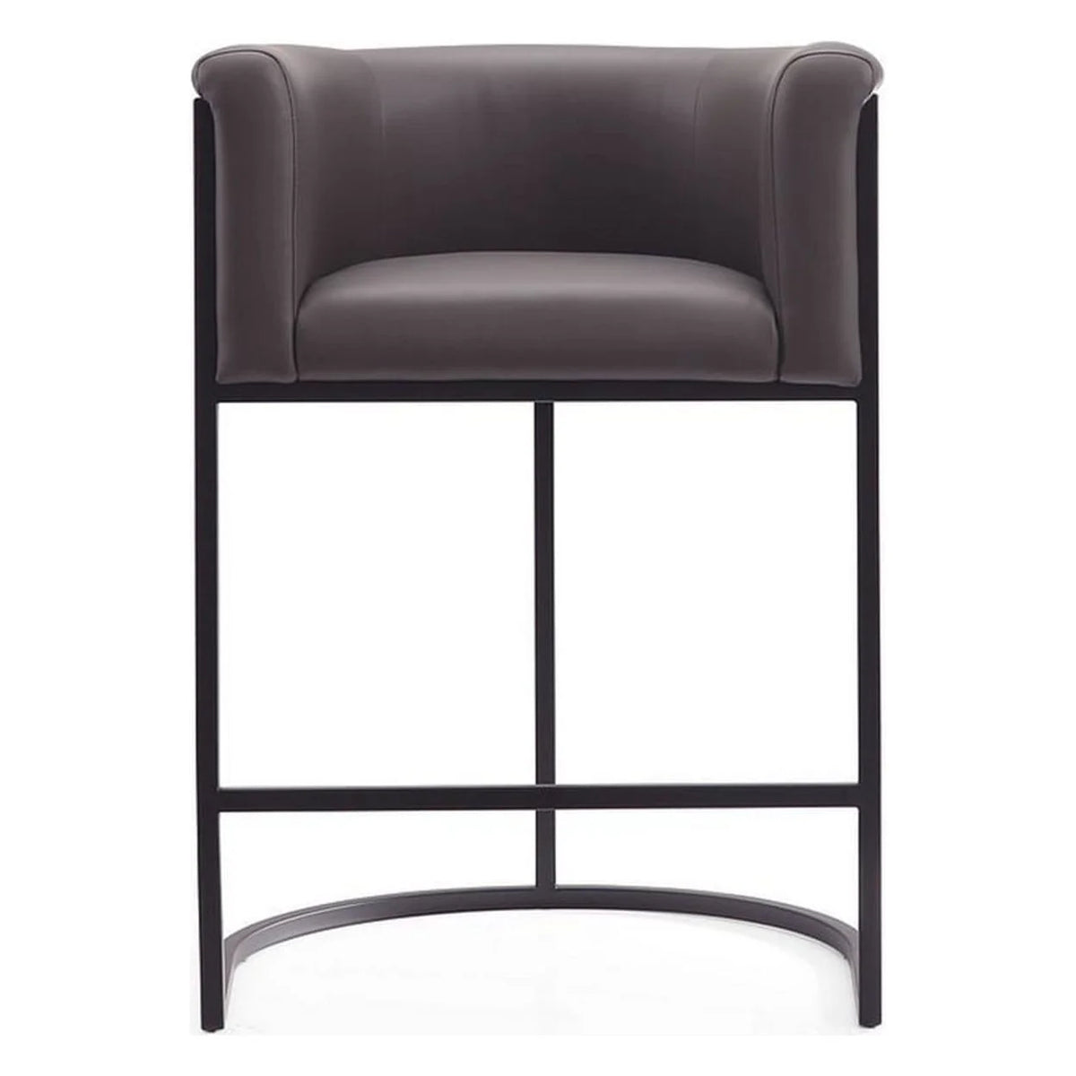 Pebble and Black Metal Counter Height Bar Stool (Set of 2) Y8131