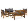 5 Piece Acacia Wood Garden Set with Cushions P53116