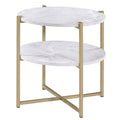 Round Wood and Metal End Table in Gold W622