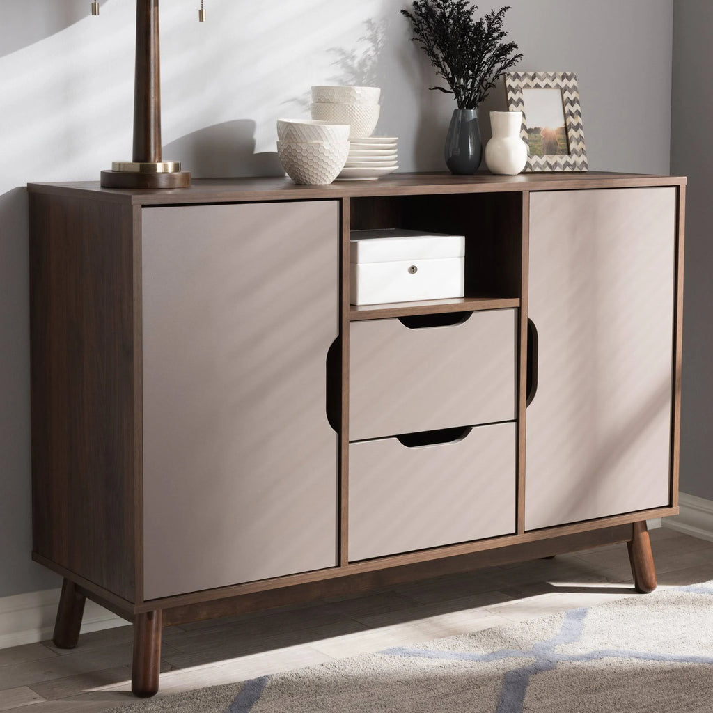 Walnut Brown and Grey Wood Sideboard T453