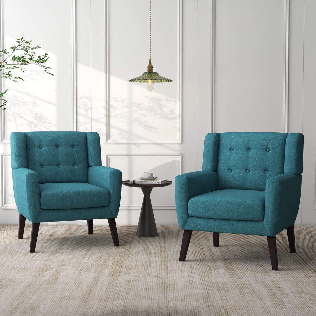 Grey Cotton Linen Accent Chair Set of 2 G345