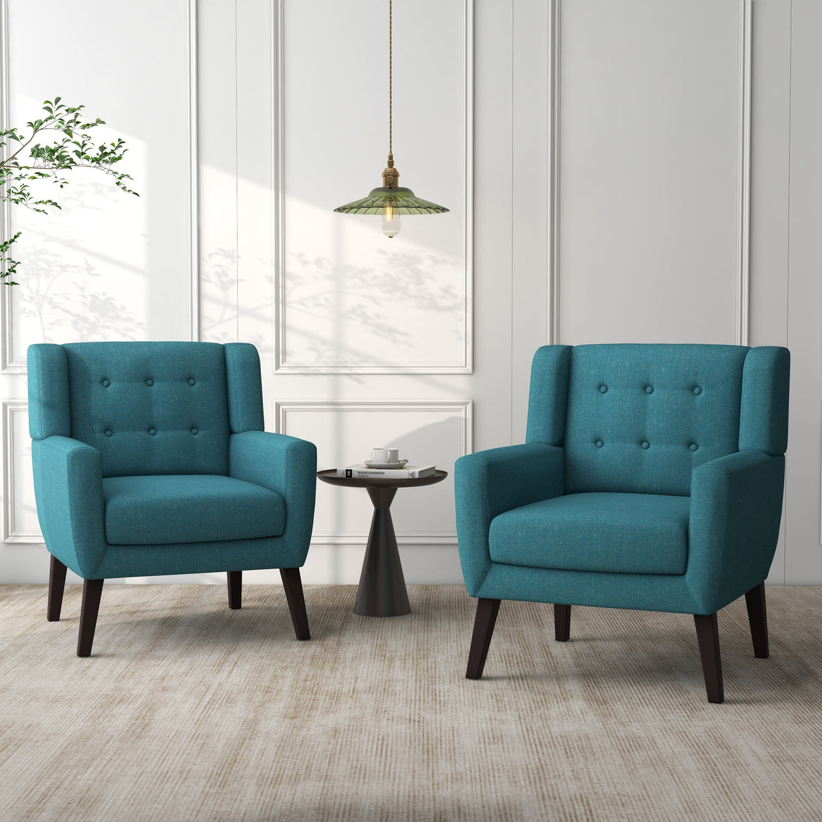 Grey Cotton Linen Accent Chair Set of 2 G345