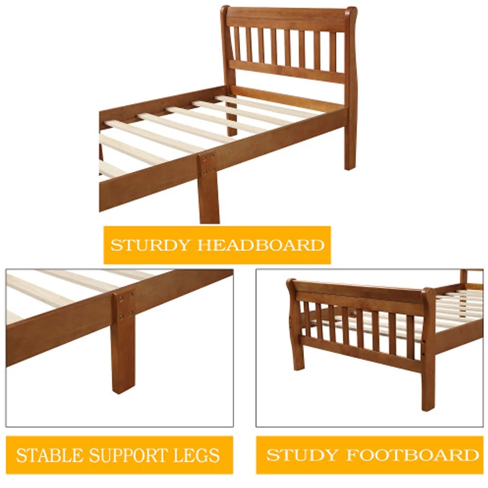 Wood Platform Bed with Headboard and Footboard V9334