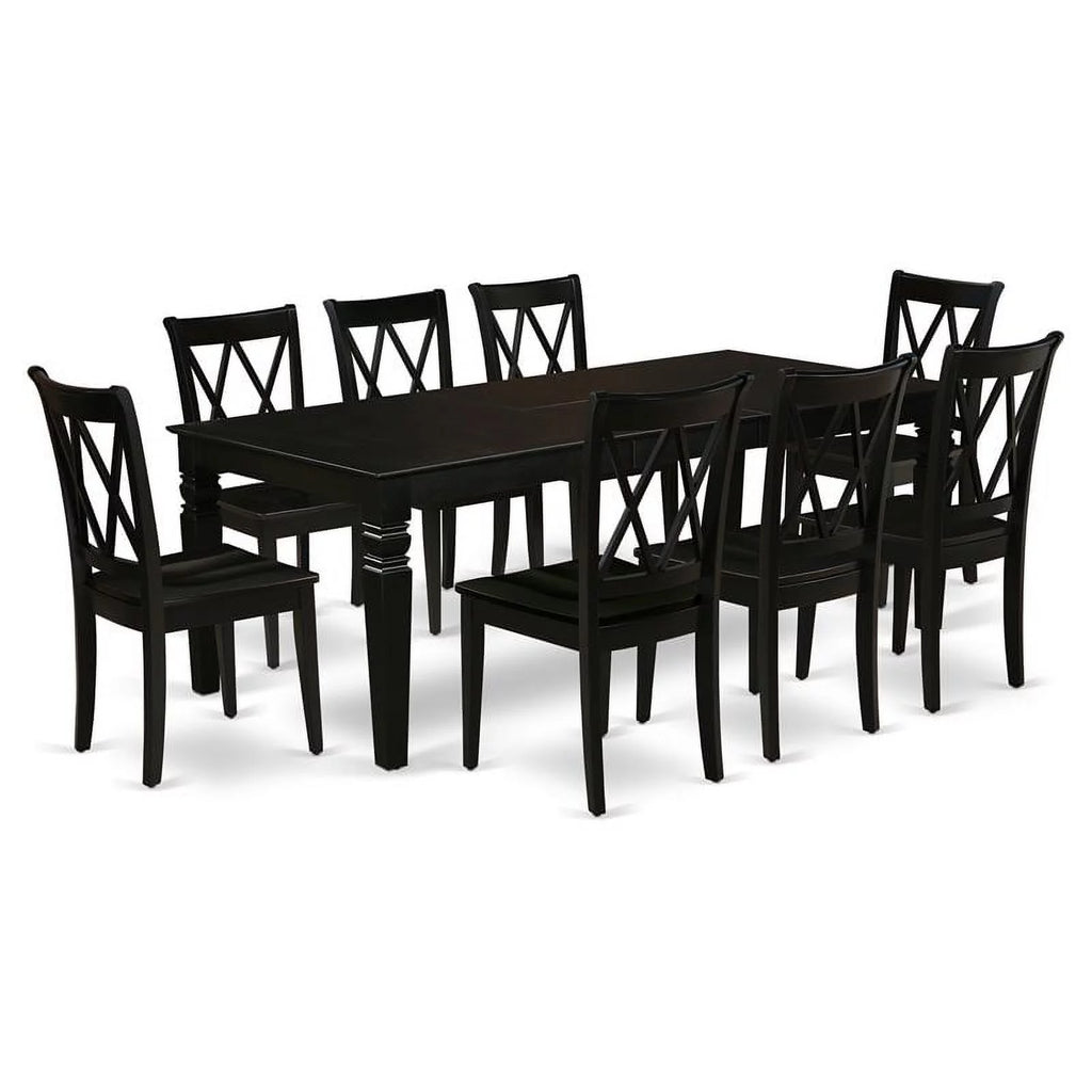 9 Piece Black Wood Dining Table Set H168214