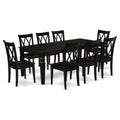 9 Piece Black Wood Dining Table Set H168214