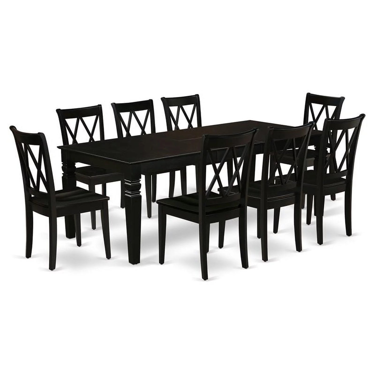 9 Piece Black Wood Dining Table Set H168214