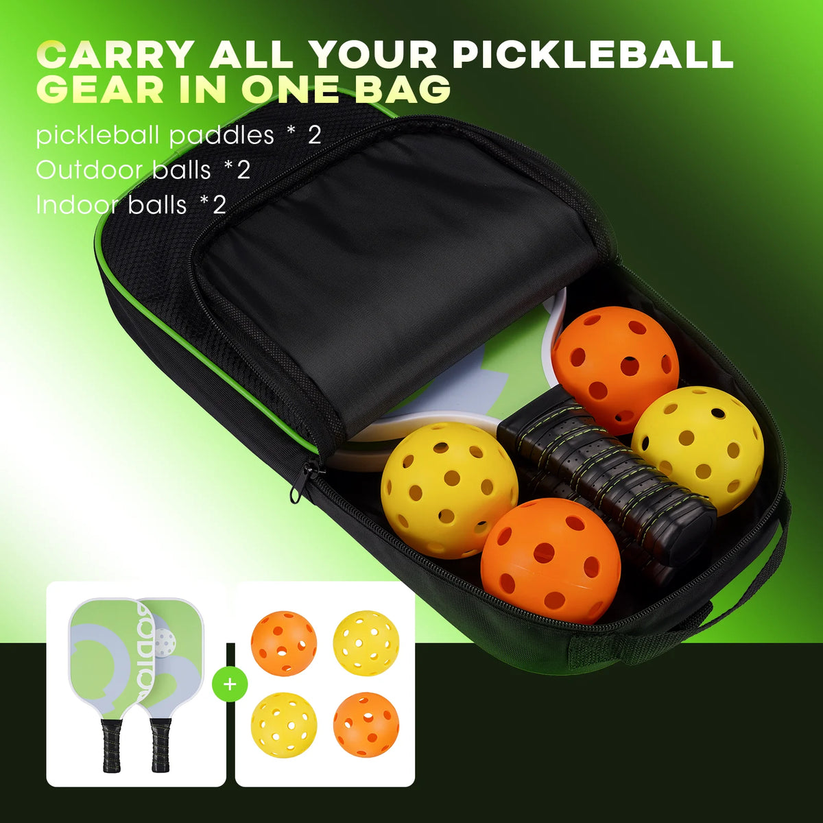 Pickleball Paddle Set with 4 Pickleball Carry Bag Fiberglass Y62030