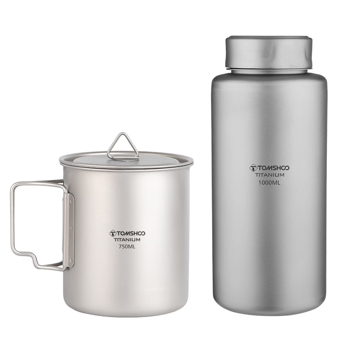 1L Titanium Water Bottle with 750ml Water Cup Leakproof Sport Water Bottle and Coffee Mug Y95134