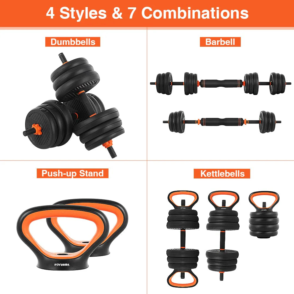 55lb Adjustable Dumbbell, Barbell, and Kettlebell Set T507159