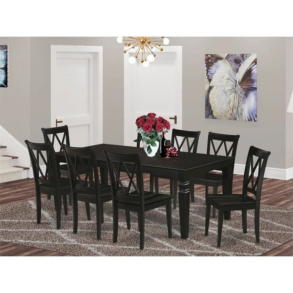 9 Piece Black Wood Dining Table Set H168214