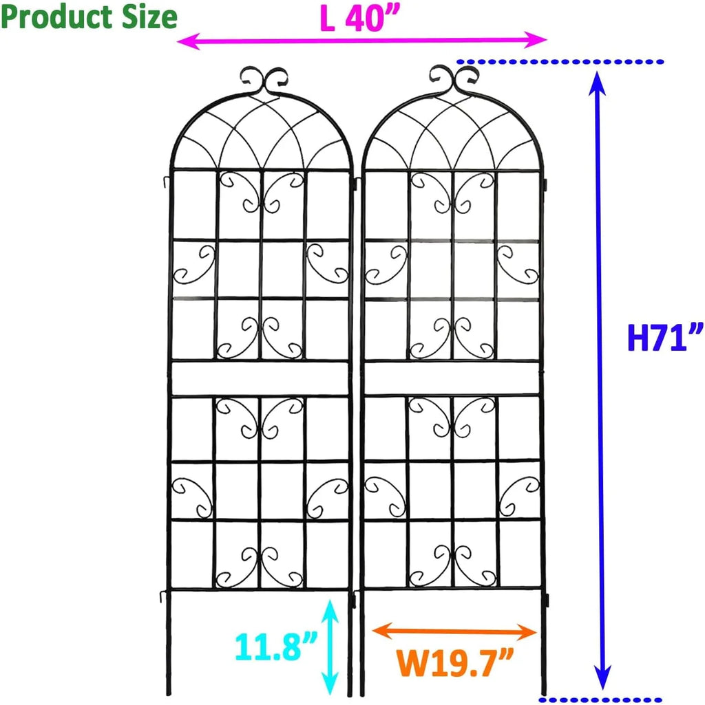 2 Pack Large Heavy Duty Rustproof Black Iron Plant Trellis C283