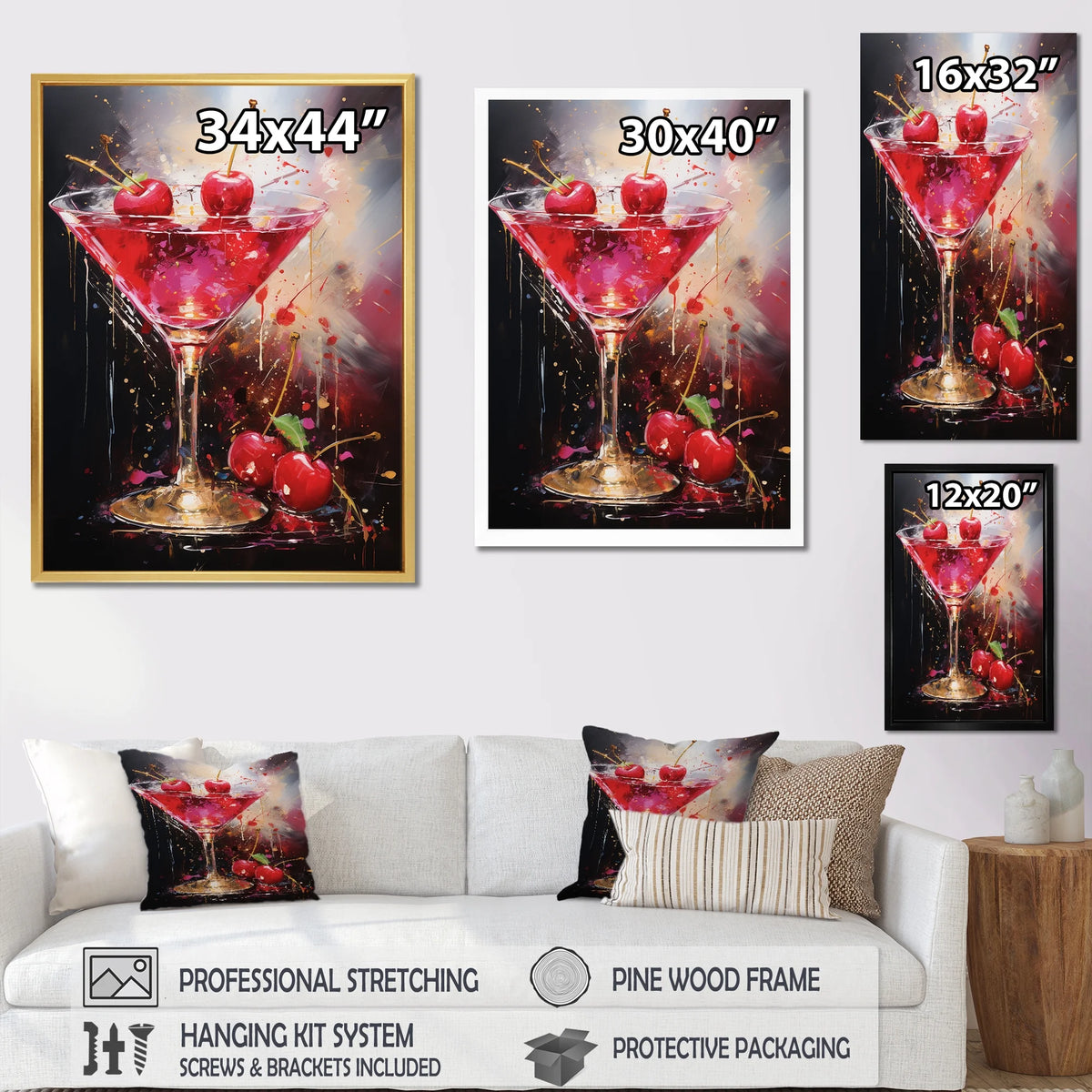 Cocktails Canvas Wall Art C3820