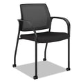 Black Mesh Back Stacking Chair with Casters W80376