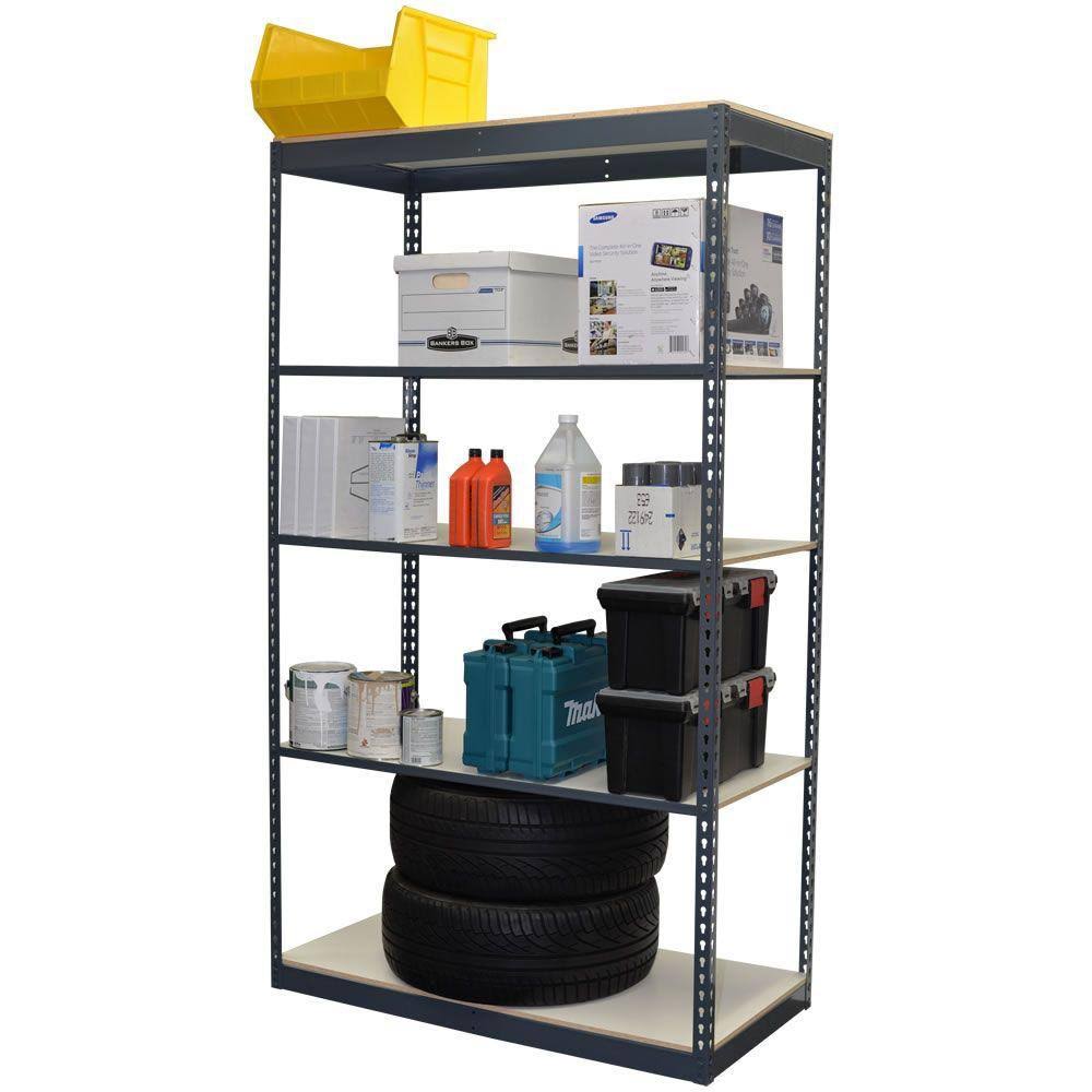 5 Shelves White Laminated Board Boltless Office Shelving I70944