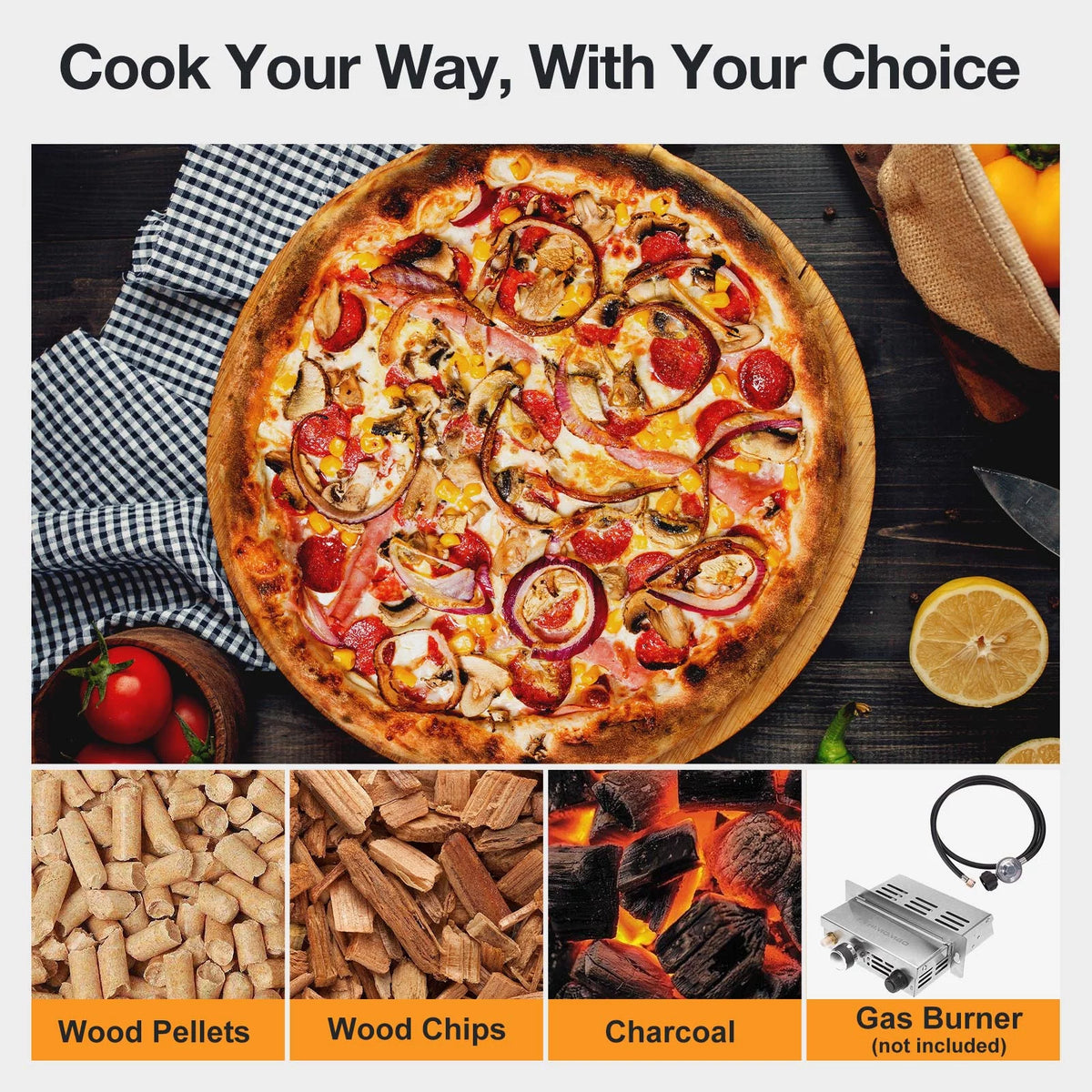 13 Multi-Fuel Pellet Fired Pizza Oven with Pizza Stone H522111