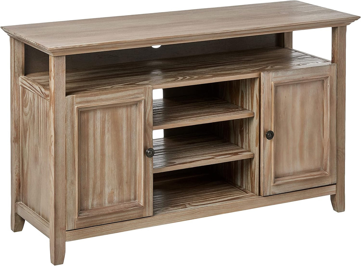 Solid Wood TV Media Stand with Storage Cabinet and Shelves X676