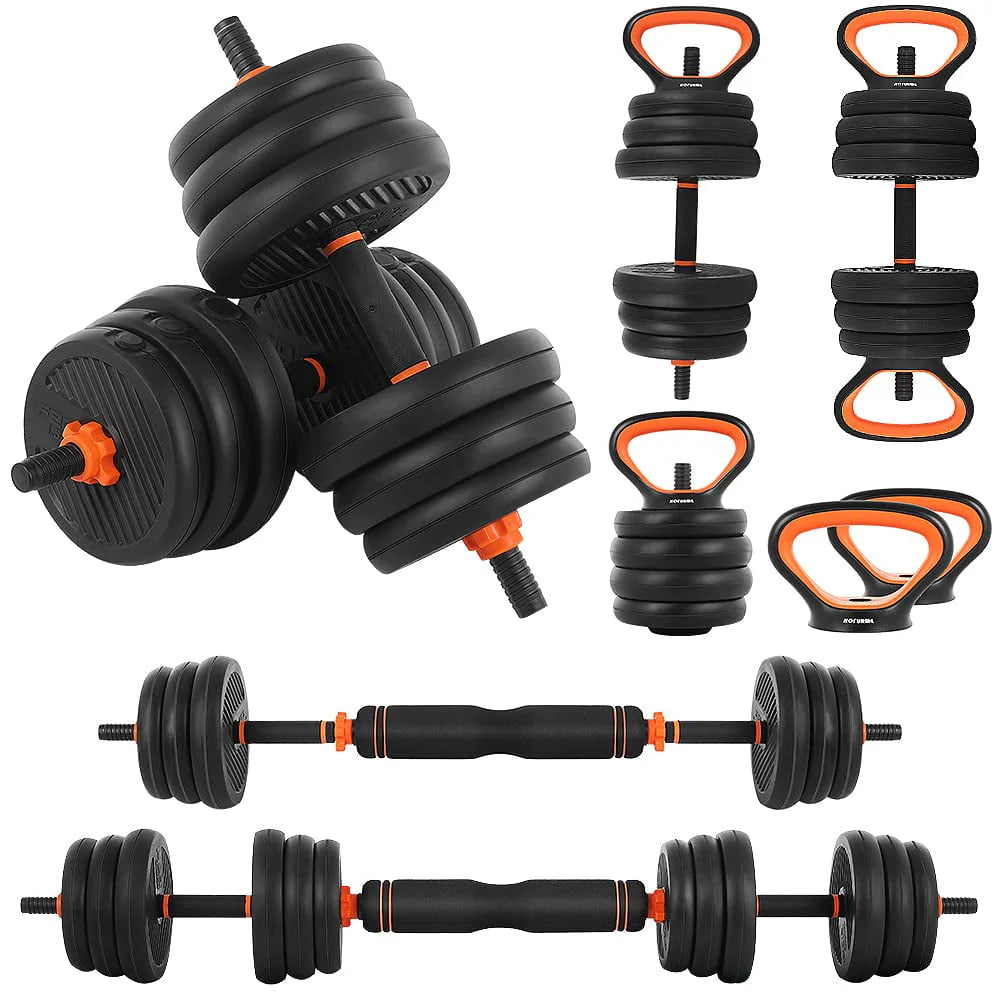 55lb Adjustable Dumbbell, Barbell, and Kettlebell Set T507159