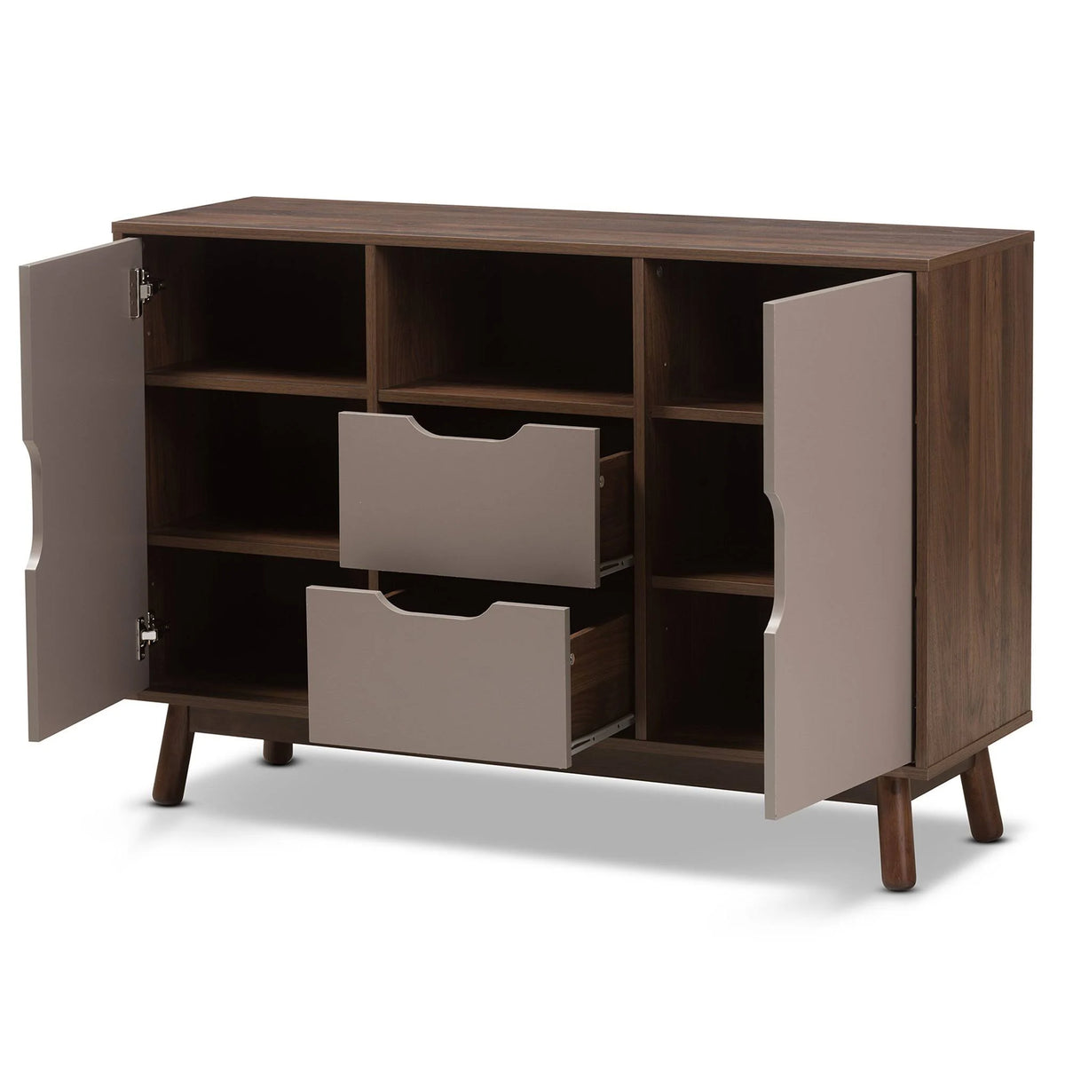 Walnut Brown and Grey Wood Sideboard T453