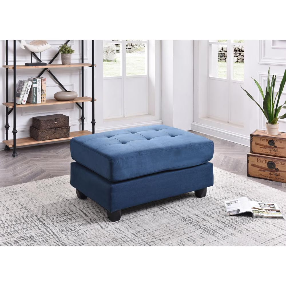Navy Blue Microsuede Ottoman N849289