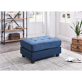 Navy Blue Microsuede Ottoman N849289