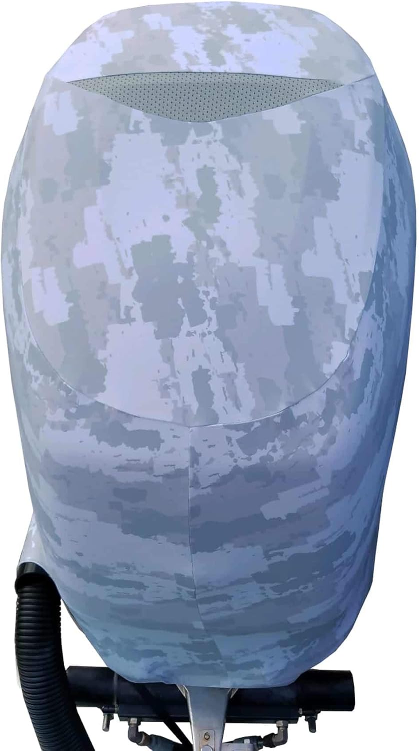 Grey Digital Camo Outboard Motor Cover with Side Vents J32976