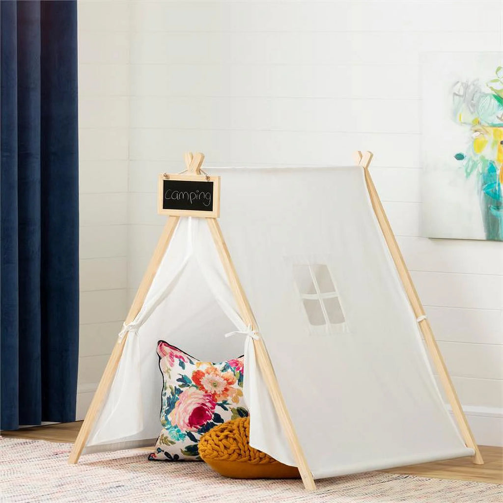 2-Piece Set with White House Bed and Play Tent with Chalkboard K555850