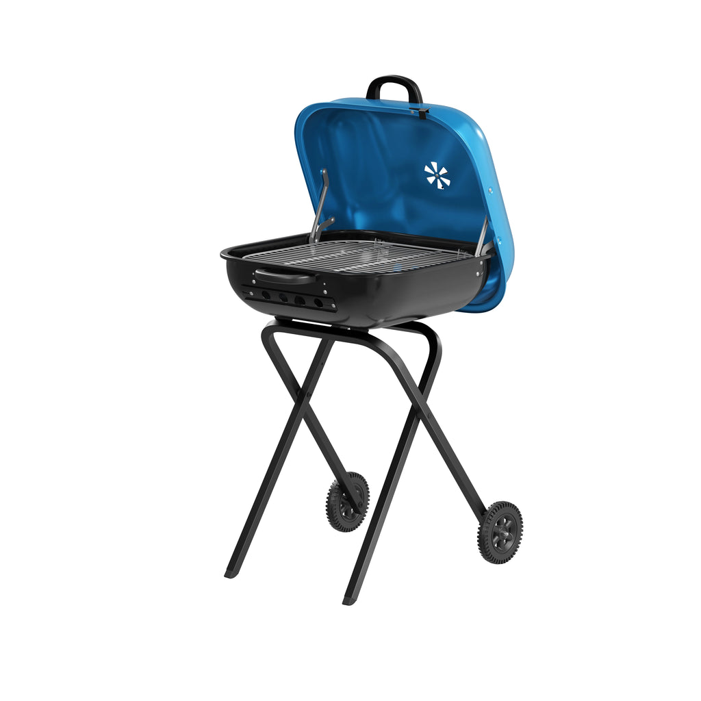 Portable Steel Charcoal Grill in Blue F8553