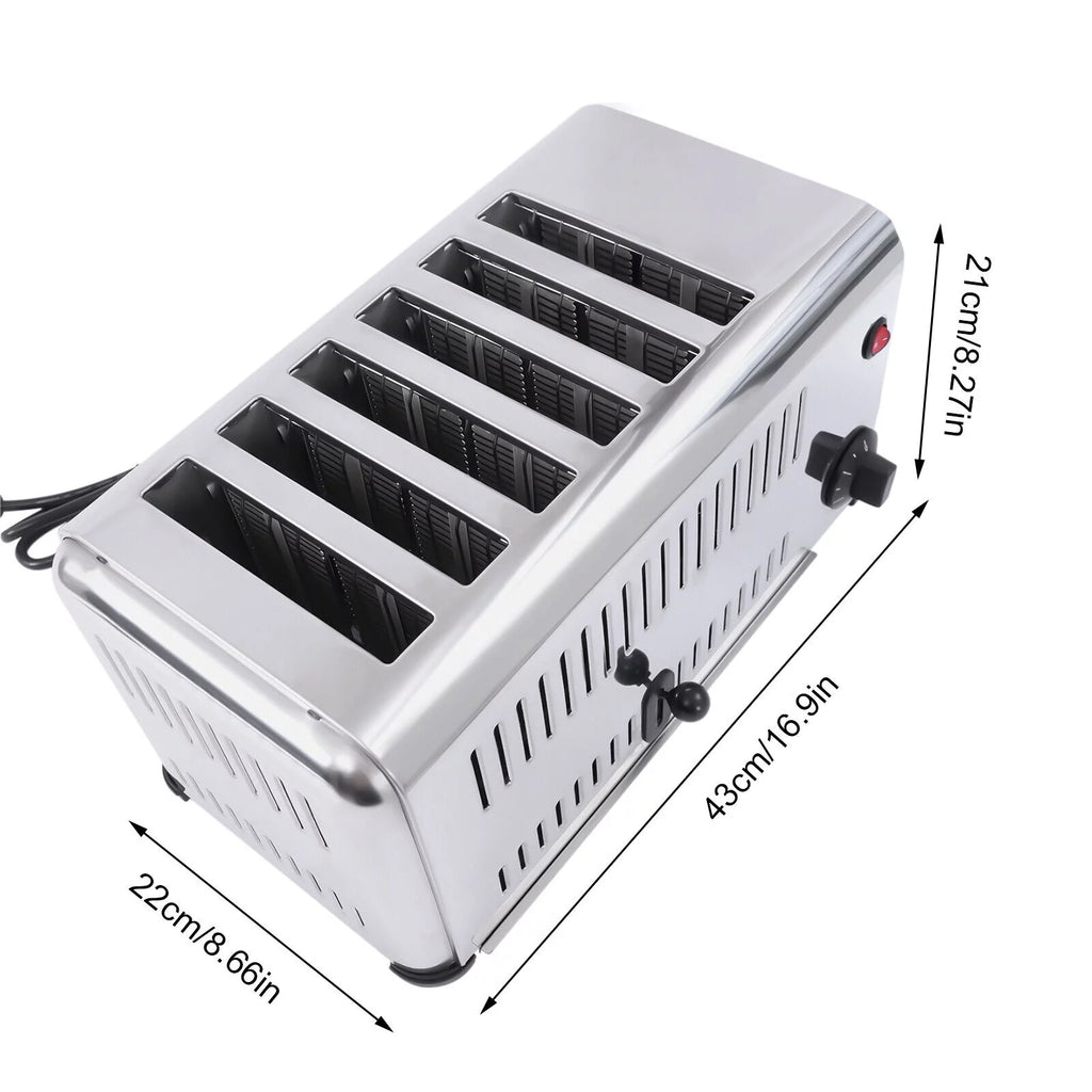 6 Slices Pop-Up Electric Stainless Steel Toaster T364618