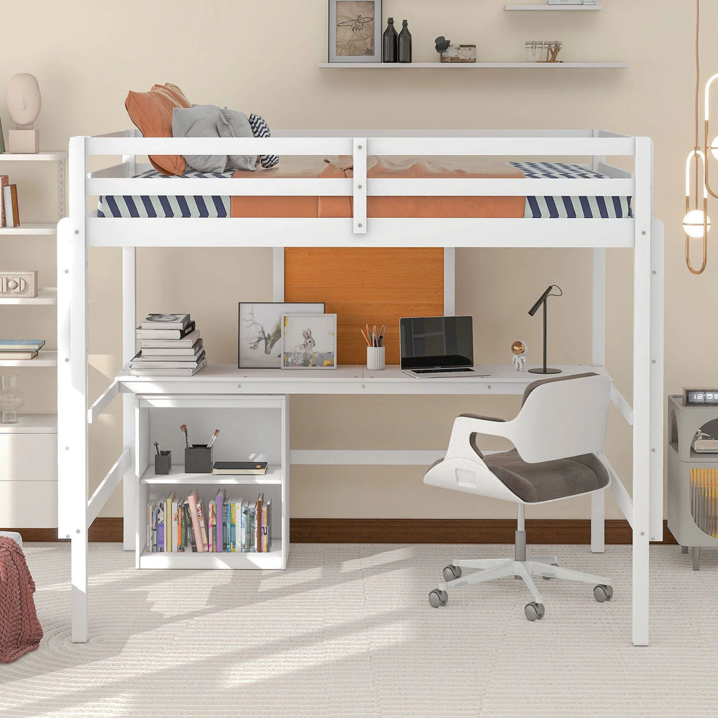 Full Size Loft Bed with Desk and Storage B41282