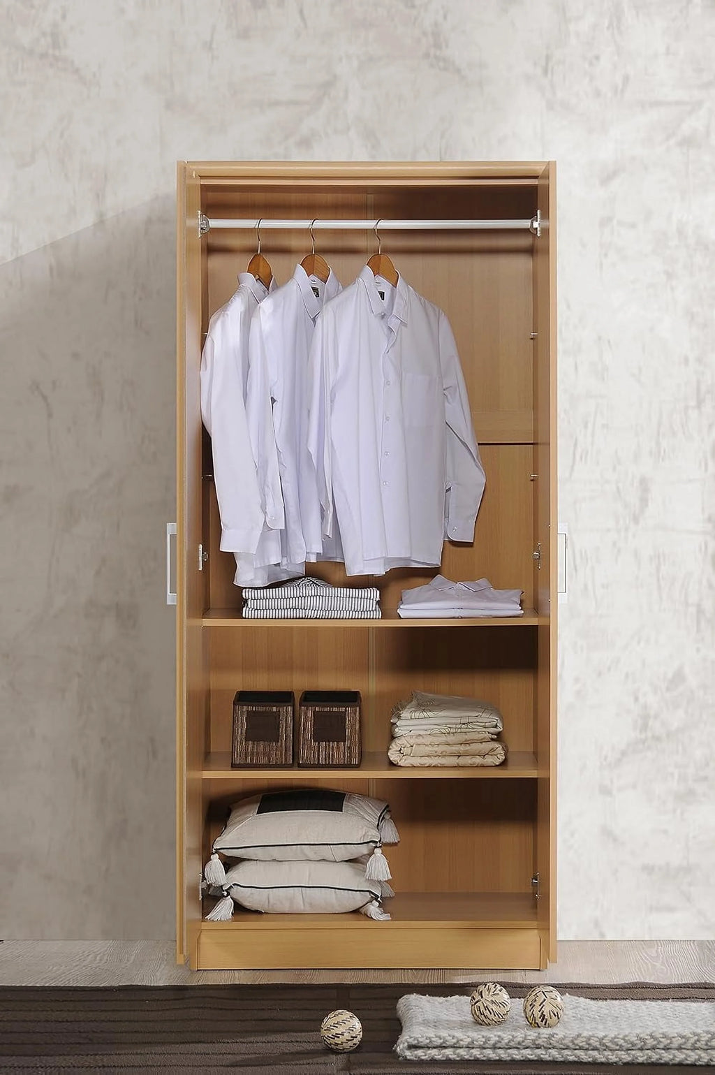 2 Door Wardrobe with Shelves & Hanging Rod X169