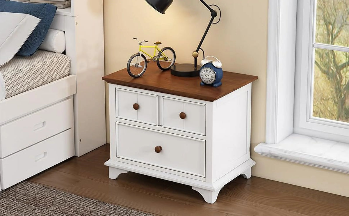 White Walnut 2 Drawer Nightstand I216