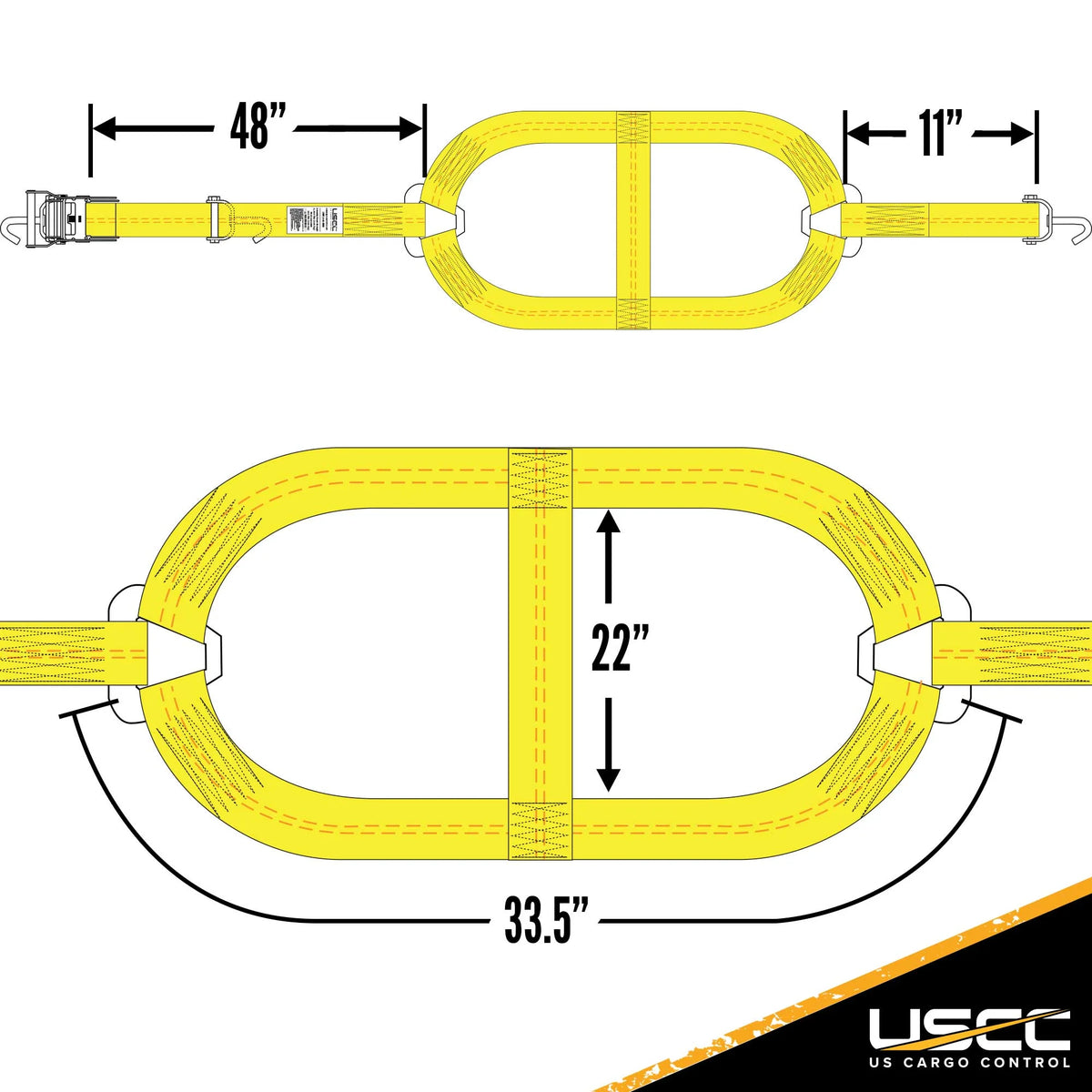 Car Carrier Tire Holder Basket Straps with Swivel Hooks & Ratchet D59334