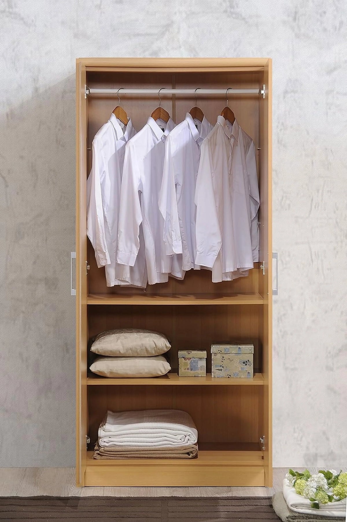2 Door Wardrobe with Shelves & Hanging Rod X169