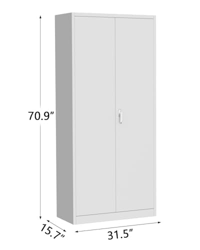 Black Metal Storage Cabinet with Doors and 4 Shelves Y213497
