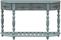 Retro Curved Console Table with 2 Top Drawers and Solid Wooden Frame W69622