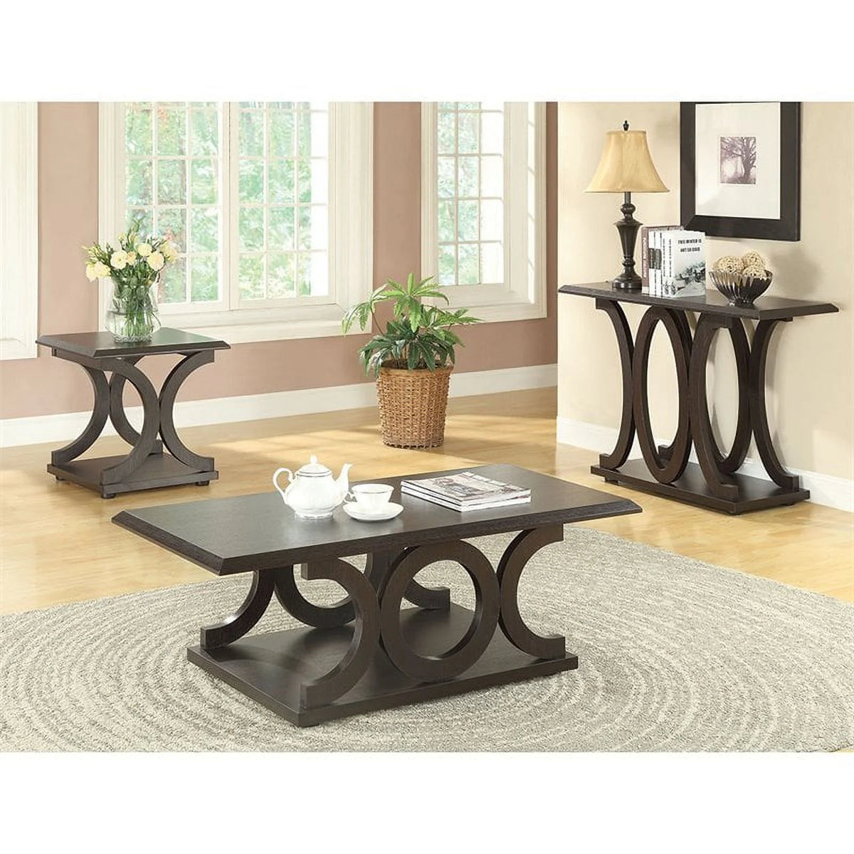 C Shaped Console Table in Cappuccino P1846