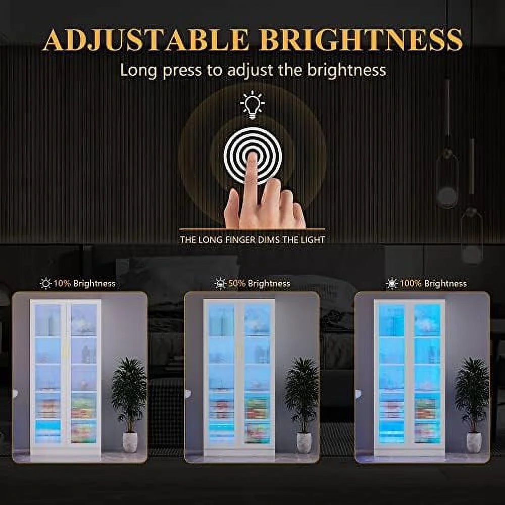 Tall Kitchen Pantry Cabinet with LED Light 5 Tier 2 Doors A71490