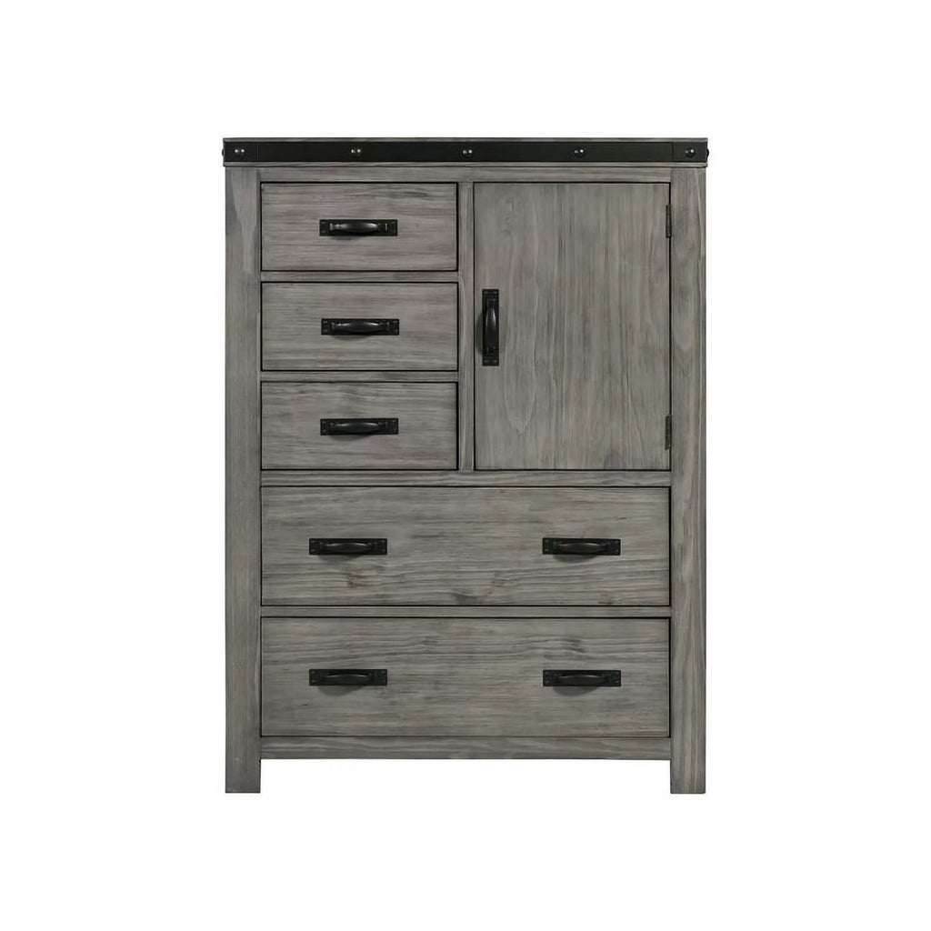 Gray Solid Wood 5-Drawer Chest V834303