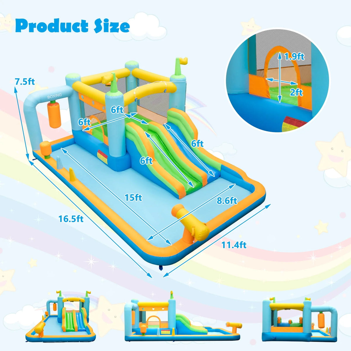 Inflatable Water Slide Park with Double Slides Splash Pool N275034
